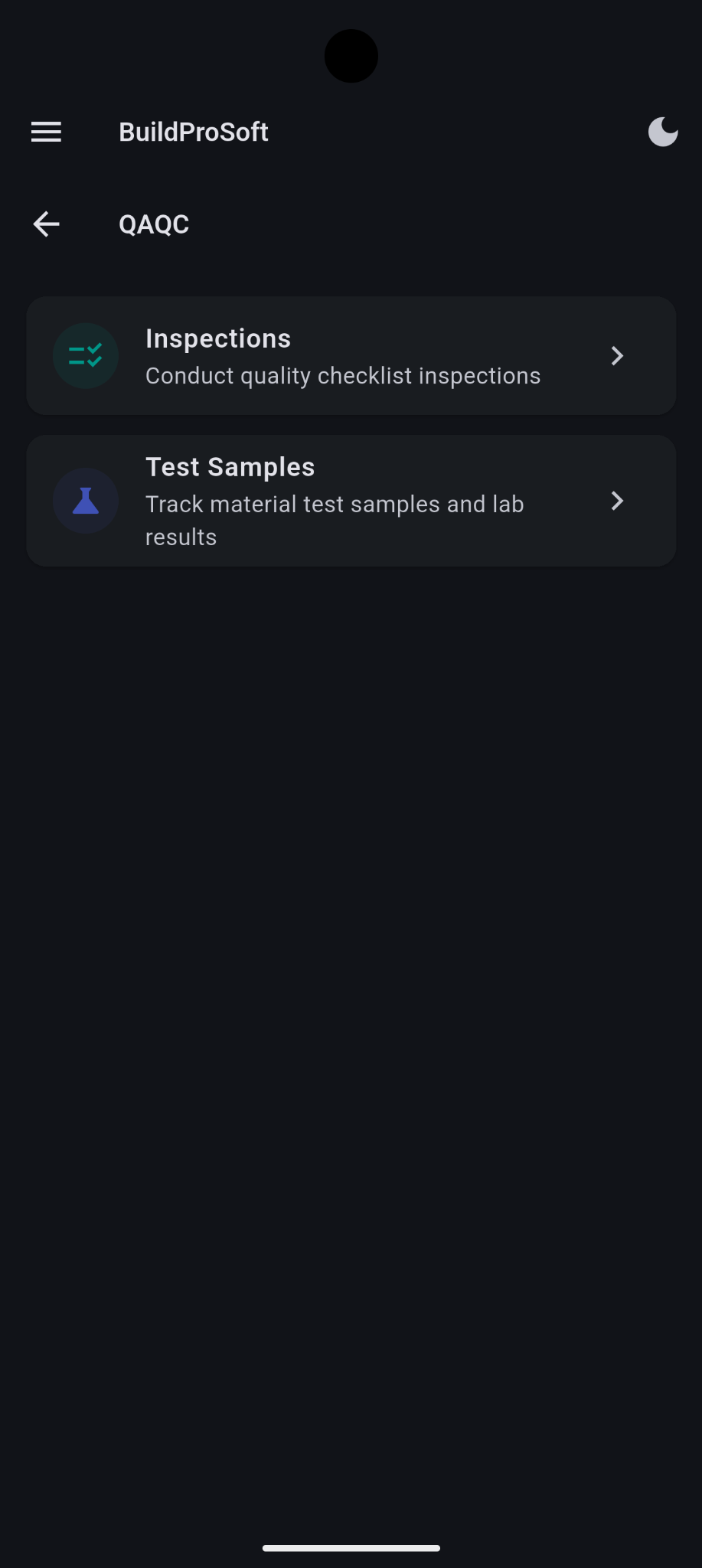 QA/QC screen