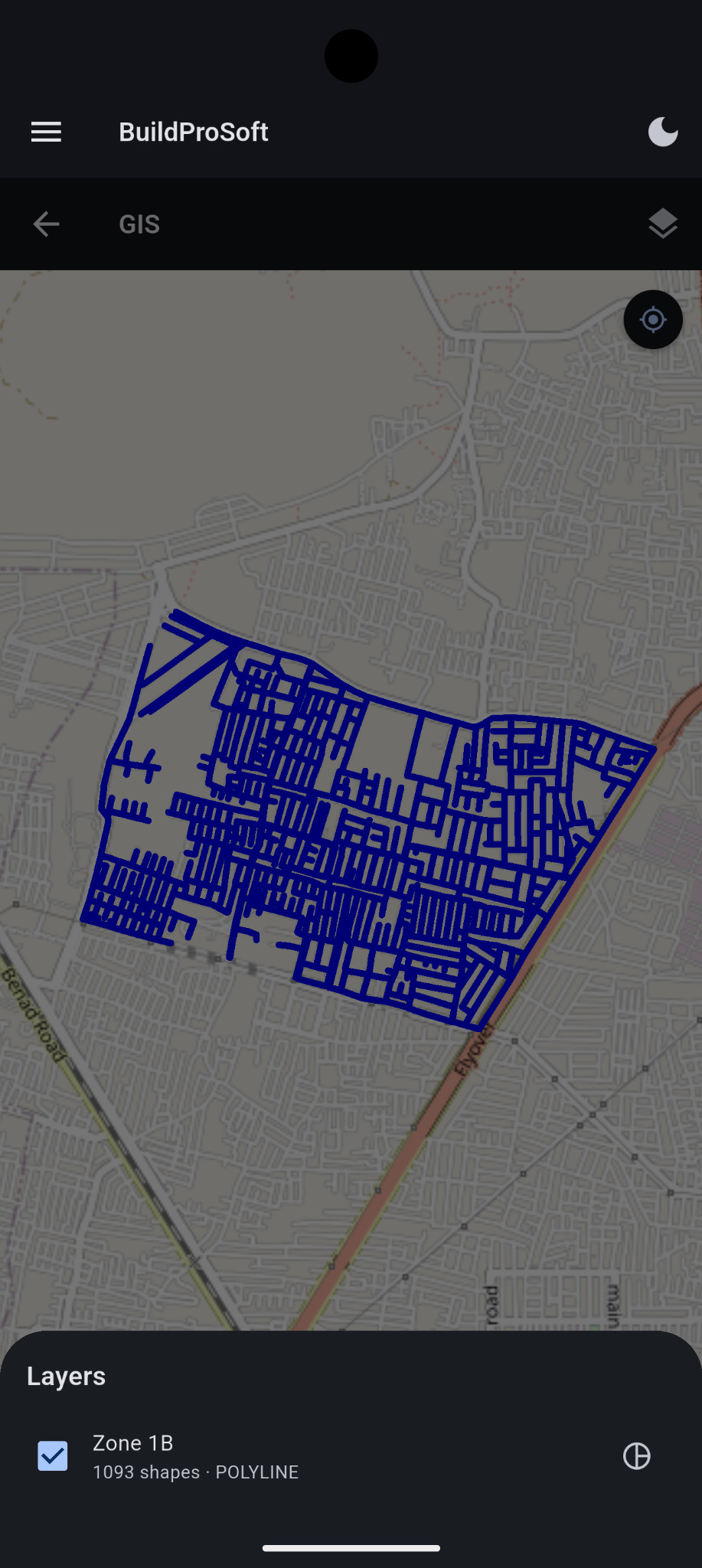 BuildProSoft GIS mobile screen