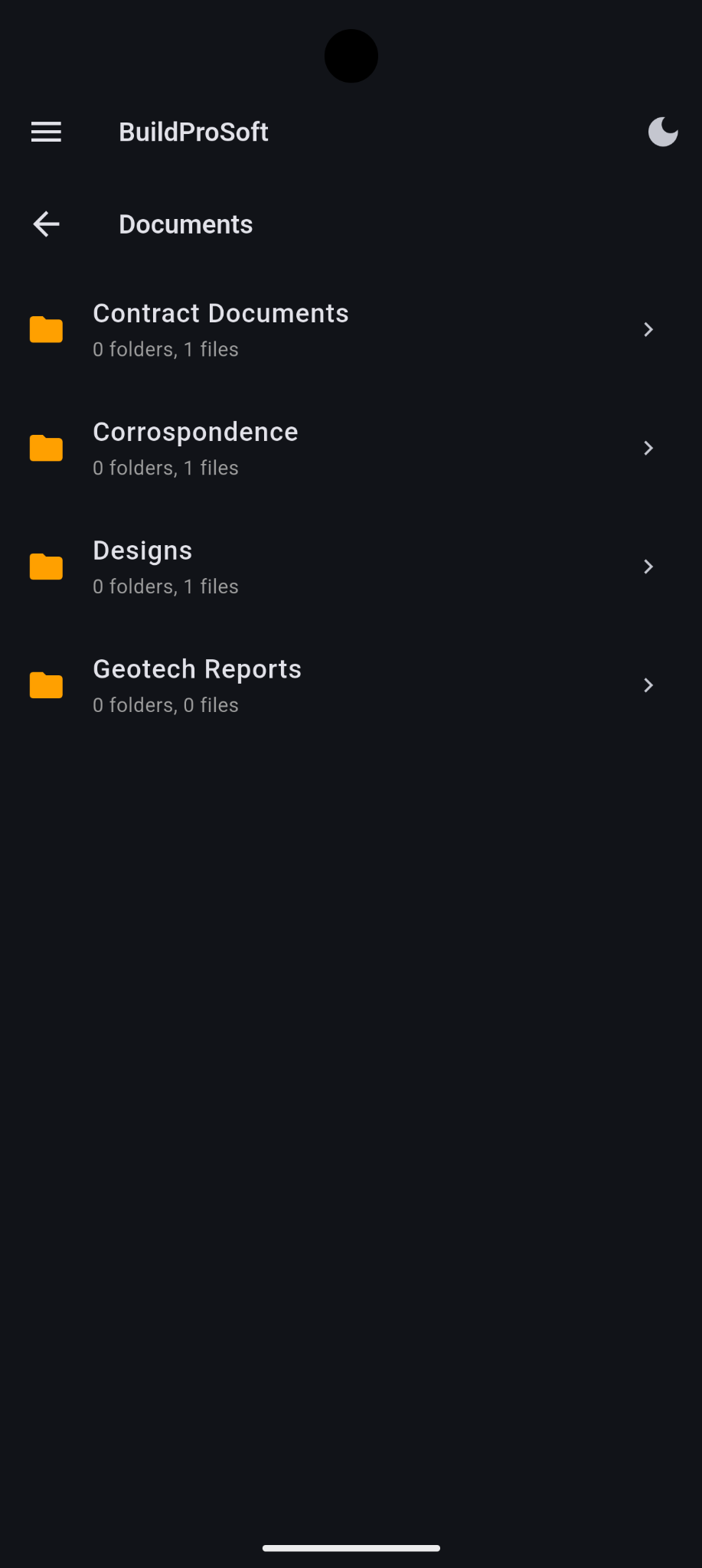 Documents screen