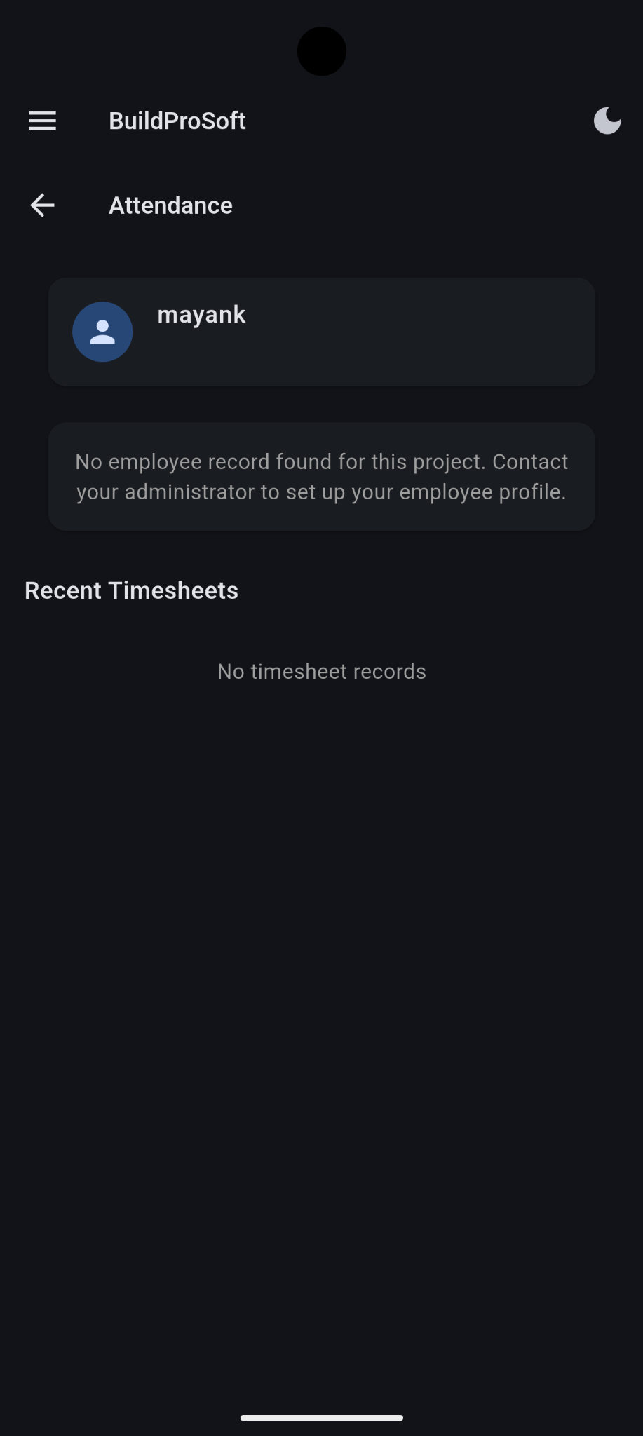Attendance screen