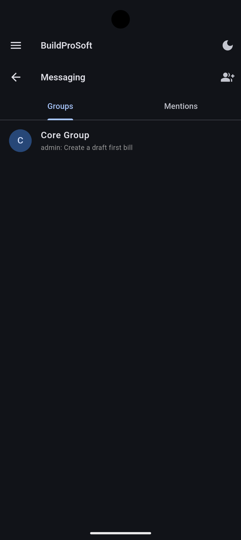 Messaging screen